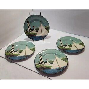 Vtg Sakura Evolution Melamine Warren Kimble Coastal Breeze Set of 4 Salad Plates
